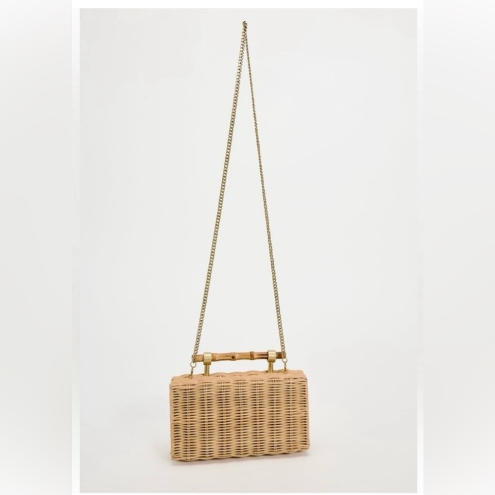NWT • Zara Bamboo Woven Clutch/Minaudiere - Picture 2 of 6